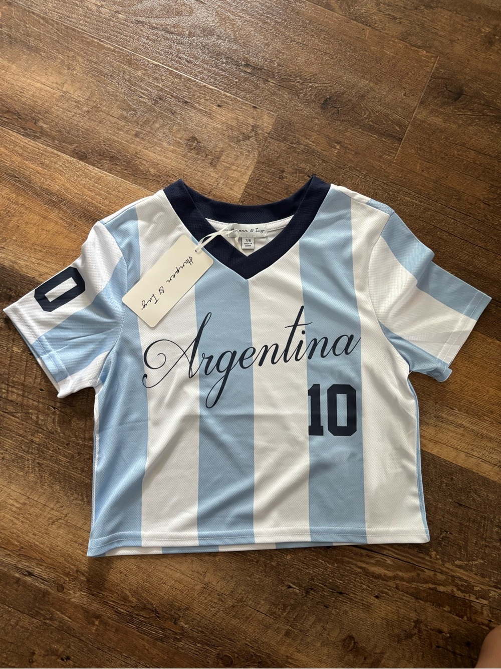 Kids Argentina Soccer Jersey Top - Light Blue & White